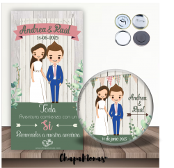 CHAPAS PARA BODA Varios dibujos