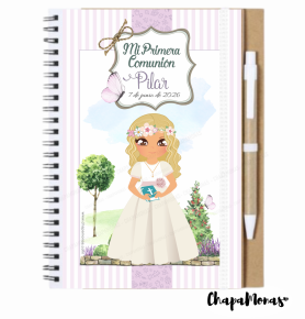 LIBRETA PRIMERA COMUNIN (Grande con boli- personalizada)