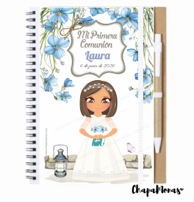 LIBRETA PRIMERA COMUNIN (Grande con boli- Dibujo personalizado)