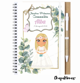 LIBRETA PRIMERA COMUNIN (Grande con boli- Dibujo personalizado)