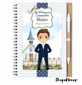 LIBRETA GRANDE CON BOLI PARA COMUNIN (Varios trajes y peinados)