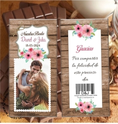 TABLETA DE CHOCOLATE PARA BODA CON FOTOGRAFIA