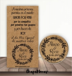 CHAPAS PARA BODA PAPEL KRAFT