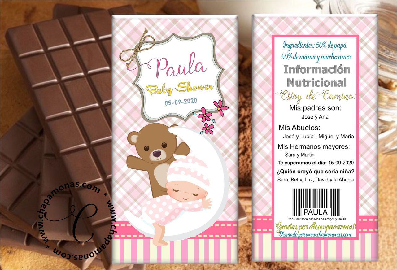 TABLETA DE CHOCOLATE BABY SHOWER