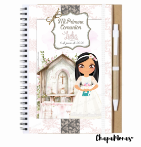 LIBRETA PERSONALIZADA PRIMERA COMUNIN (Boligrfo- Dibujo personalizado)