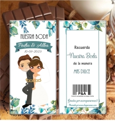 TABLETAS DE CHOCOLATE PARA BODA (Varios colores de pelo)