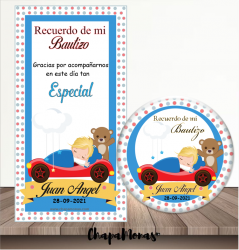 CHAPA BAUTIZO BABY CARS