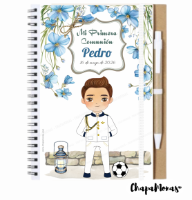 LIBRETA PRIMERA COMUNIN (Grande con boli-Dibujo personalizado)