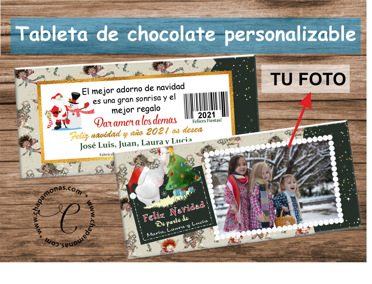 TABLETA DE CHOCOLATE NAVIDAD (Con fotografía)