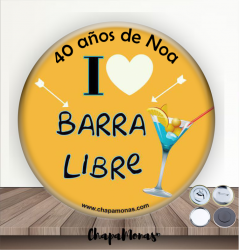 CHAPA DIVERTIDA PARA CUMPLEAOS Yo amo la barra libre