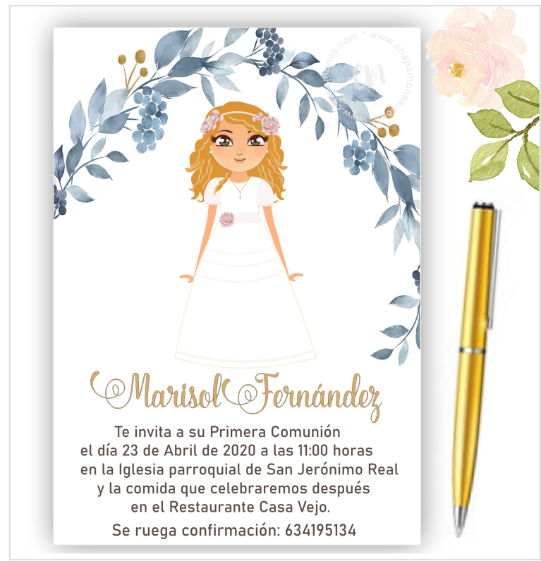 INVITACION PERSONALIZABLE PARA COMUNIÓN