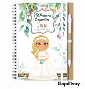 LIBRETA PERSONALIZADA PRIMERA COMUNIN (Boligrfo- Dibujo personalizado)
