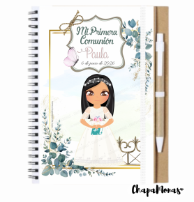 LIBRETA PERSONALIZADA PRIMERA COMUNIN (Boligrfo- Dibujo personalizado)