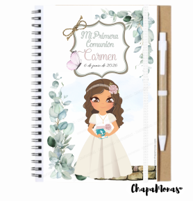 LIBRETA PERSONALIZADA PRIMERA COMUNIN (Boligrfo- Dibujo personalizado)