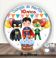 CHAPA PARA CUMPLEAOS SUPERHEROES (NIOS)