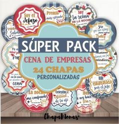 PACK 24 CHAPAS DIVERTIDAS CENA DE EMPRESA