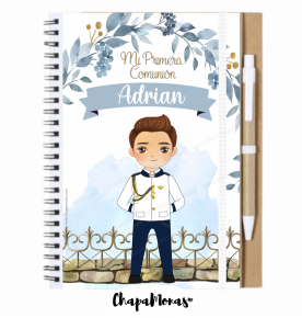LIBRETA GRANDE CON BOLI PARA COMUNIN (Varios trajes y peinados)
