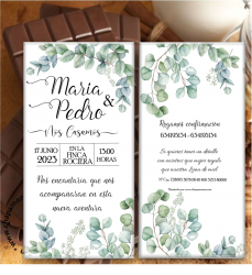 TABLETA DE CHOCOLATE BODA EUCALIPTO