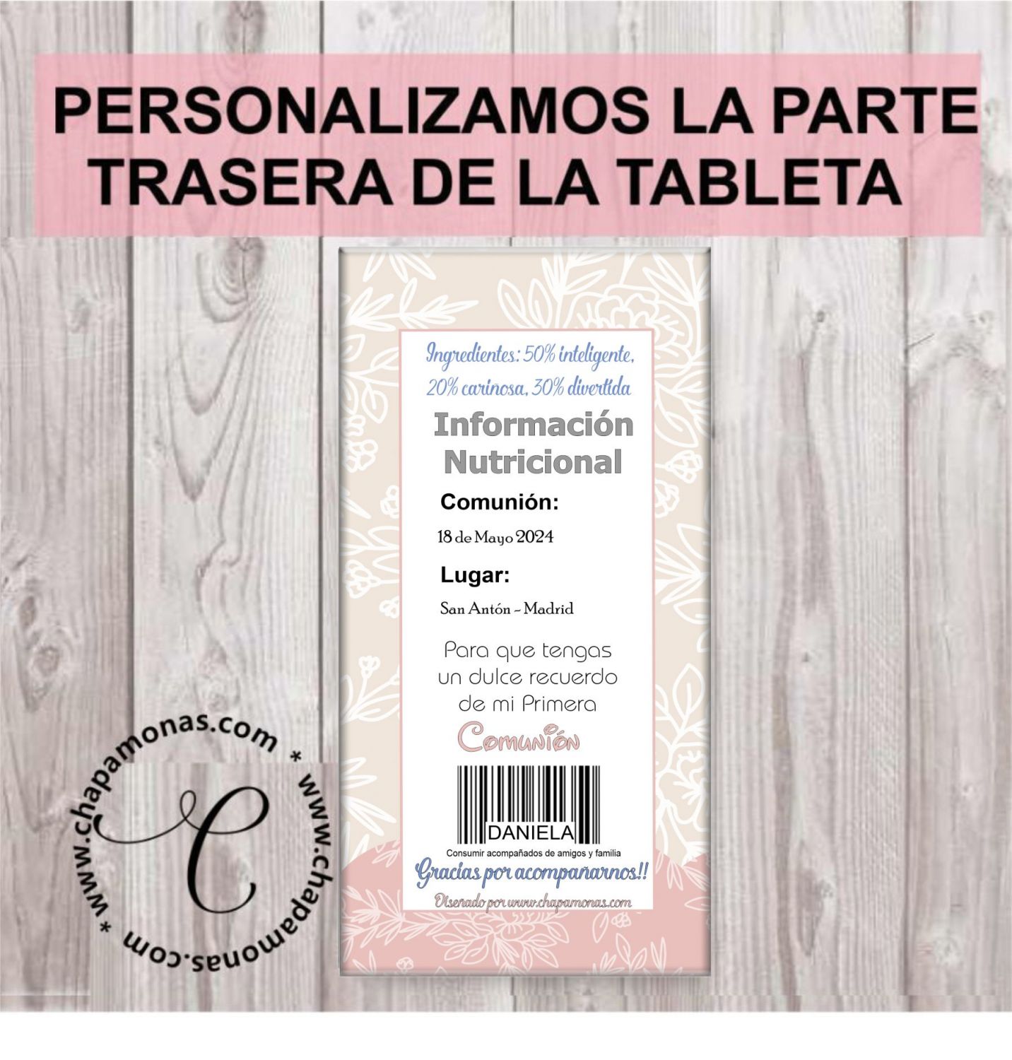TABLETA DE CHOCOLATE PERSONALIZADA